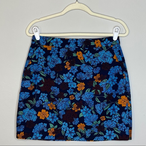 LOFT Dresses & Skirts - Loft Floral Jacquard A-line Mini Skirt Blue NWT